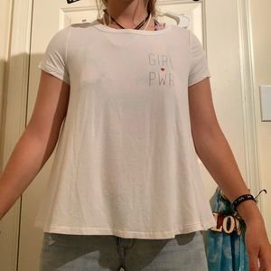 Girl power white shirt with a hint of pink